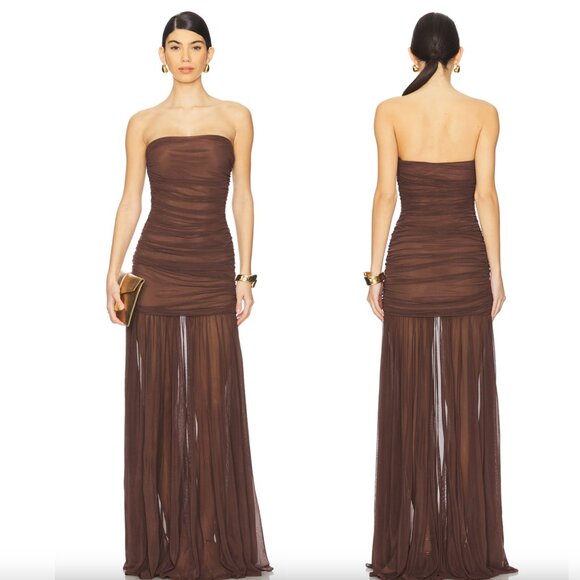 retrofete adele strapless ruched maxi dress Strapless White Dress | Adele Gown